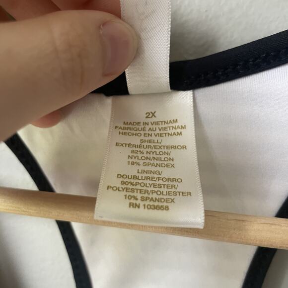 Ann Klein Swim Top Tankini Womens Plus Size 2X Black White Stripes‎ - Picture 4 of 8